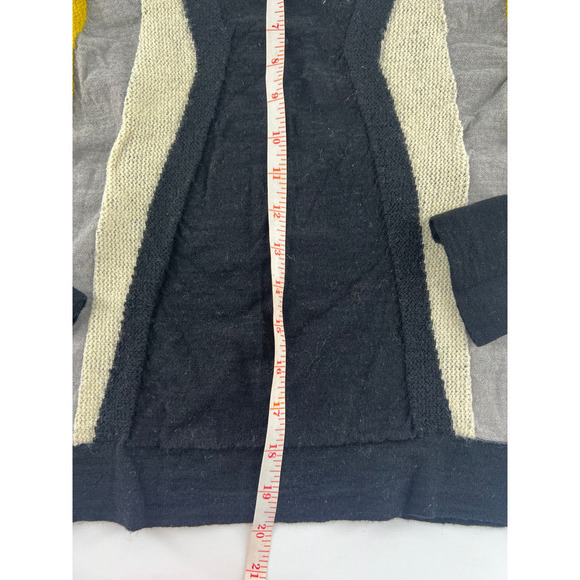 Diane Von Furstenberg Sweater Womens Large Black Gray Cream 100% Wool Pullover - Picture 5 of 8